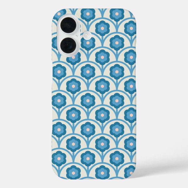 Groovy Blau und Rosa Rainbow Blume Case-Mate iPhone Hülle (Rückseite)