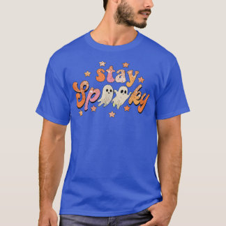 Groovy Bleibe Spooky Vibes Retro Floral Ghost Funn T-Shirt