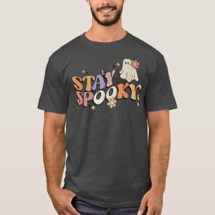 Groovy Bleibe Spooky Vibes Retro Floral Ghost Hipp T-Shirt
