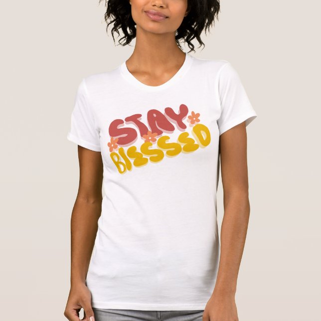 Groovy Blessed Hand Letting Blume T-Shirt (Vorderseite)