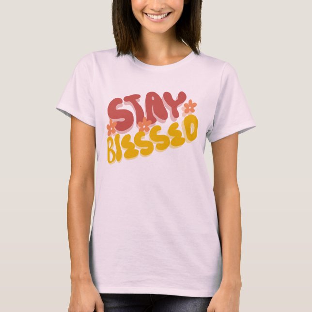 Groovy Blessed Hand Letting Blume T-Shirt (Vorderseite)