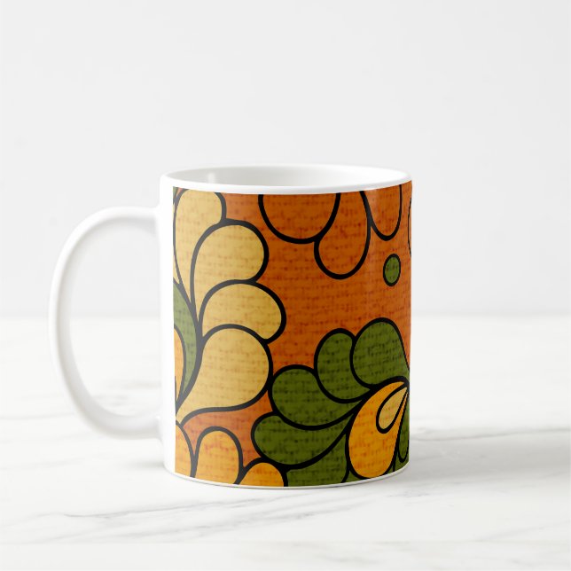 Groovy Bloom - Retro Floral 1970s mug Kaffeetasse (Links)