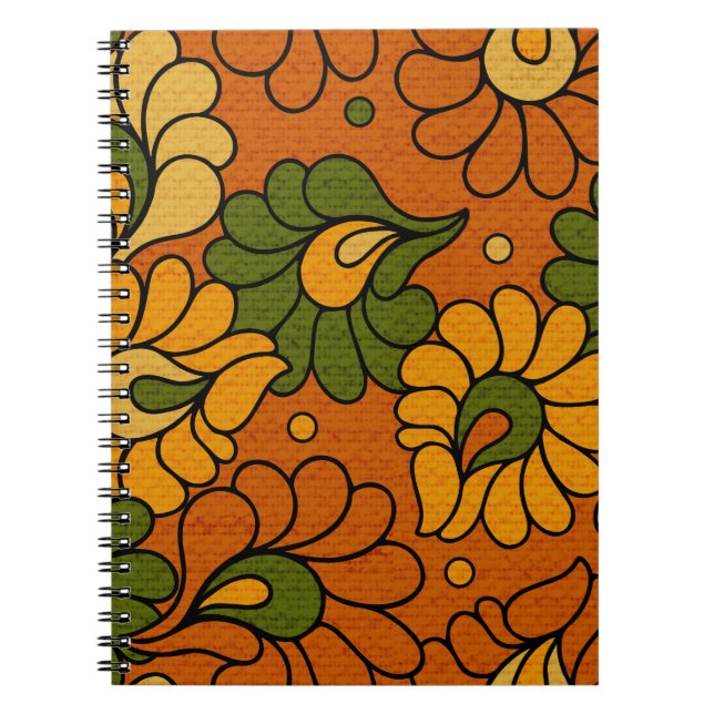 Groovy Bloom - Retro Floral 1970s Notebook Notizblock (Vorderseite)