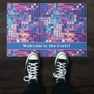Groovy Blue & Lila Disco Ball Personalisiert Fußmatte