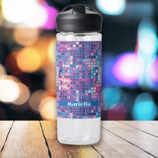 Groovy Blue & Lila Disco Ball Personalisiert Trinkflasche