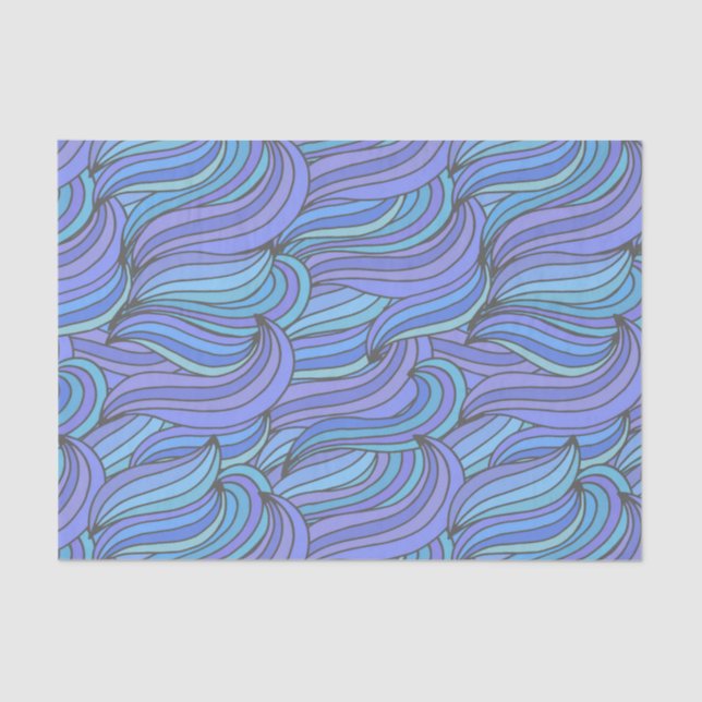 Groovy Blue Waves Seidenpapier (Vorderseite)