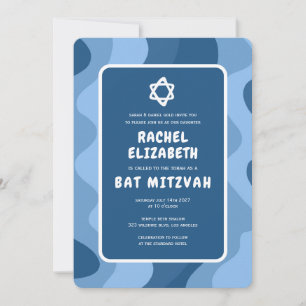Groovy Blue Waves Star von David Custom Bat Mitzva Einladung