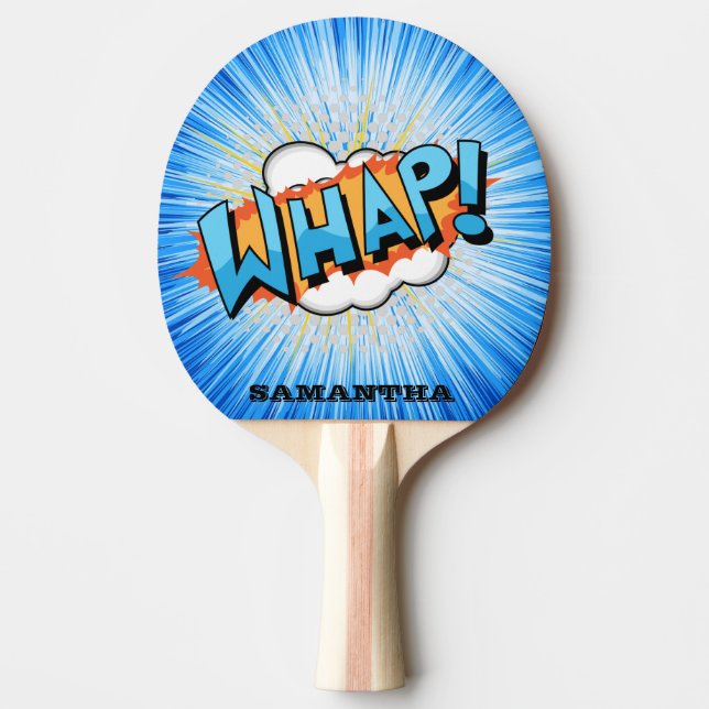Groovy Blue Whap! Superhero Personalisiert Paddle Tischtennis Schläger (Vorderseite)