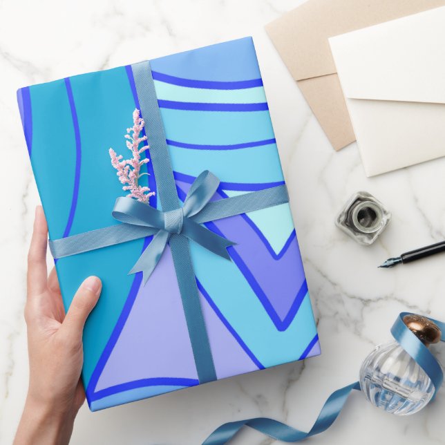 Groovy Blues Geschenkpapier (Schenken)