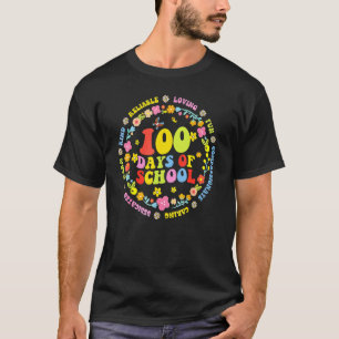 Groovy Blume 100 Tage Schullehrer glücklich 100 T-Shirt