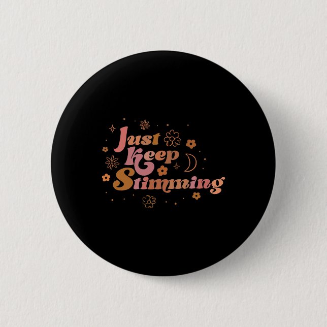 Groovy Blume Behielt einfach Stimming Retro Autism Button (Vorderseite)