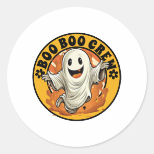 Groovy Blume Boo Boo Crew Halloween Orange Ghost Runder Aufkleber