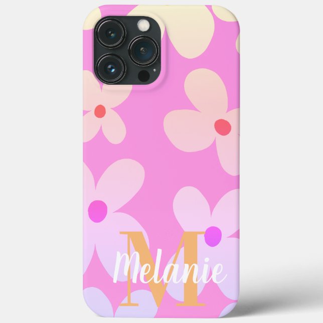 Groovy Blume Bright Orange Muster Name Case (Rückseite)