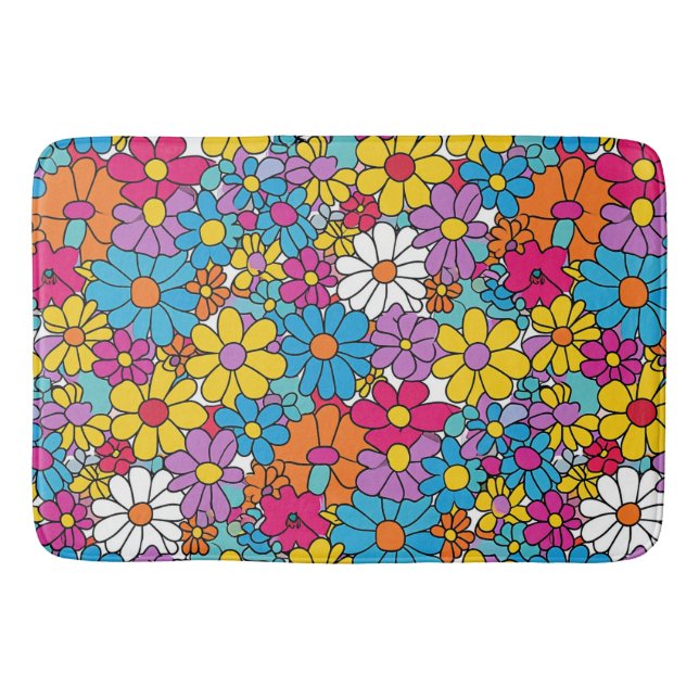 Groovy Blume Doodle Badematte (Vorderseite)