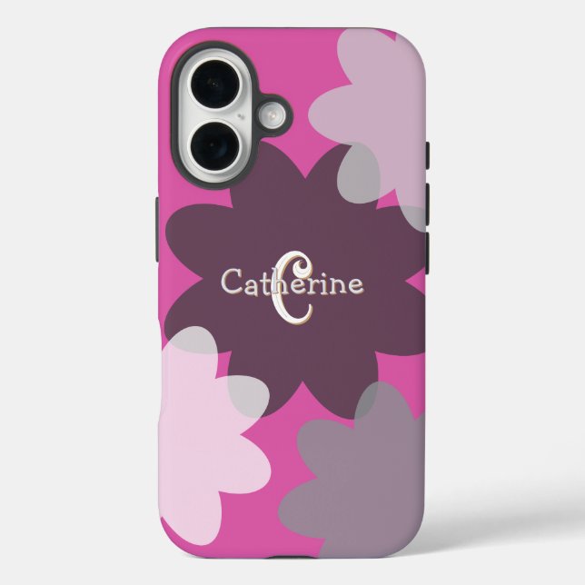 Groovy Blume Formen Rosa Mit Monogramm Case-Mate iPhone Hülle (Rückseite)