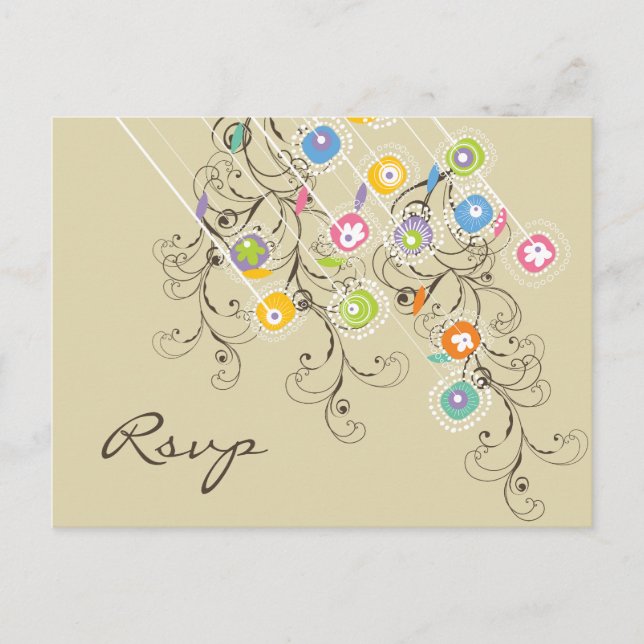 Groovy Blume Garden Summer Wedding RSVP Einladungspostkarte (Vorderseite)