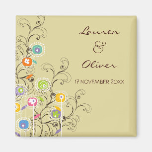 Groovy Blume Garten Whimsical Chic Save the Date Magnet