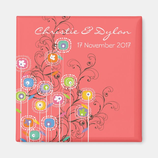 Groovy Blume Garten Whimsical Save the Date Magnet (Vorne)