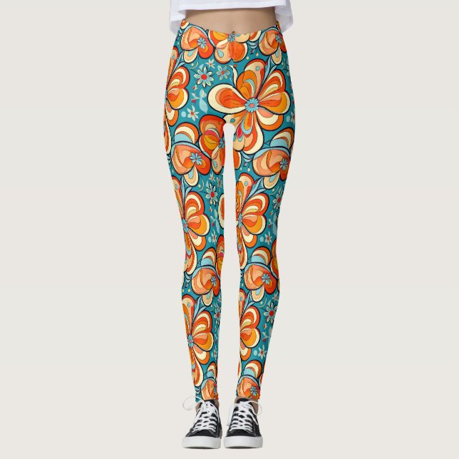 Groovy Blume mit Vintagen Vibes Leggings (Vorderseite)