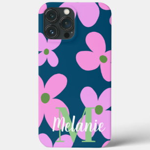 Groovy Blume Pink Neon Muster Name Case-Mate iPhone Hülle
