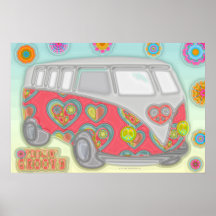 Groovy Blume Power 60er Hippy Van