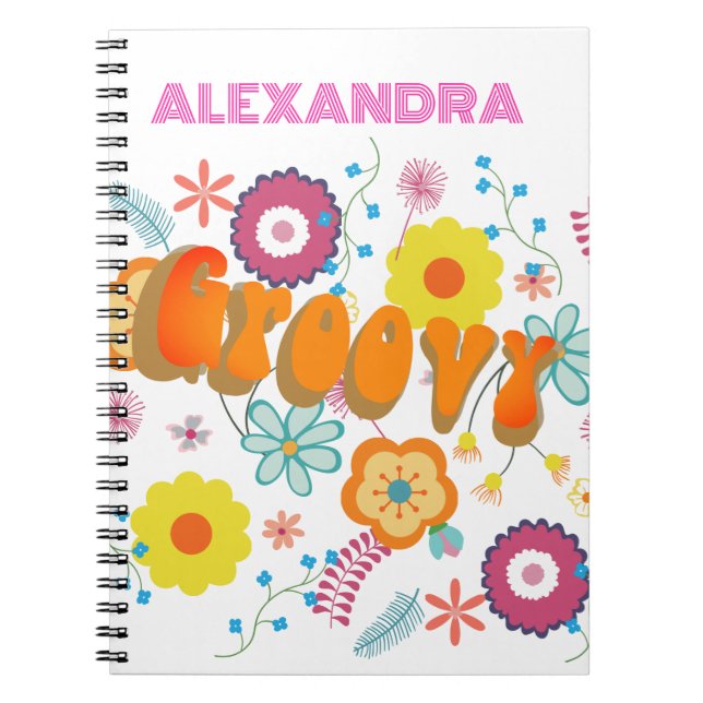 Groovy Blume Power Colorful Notizblock (Vorderseite)