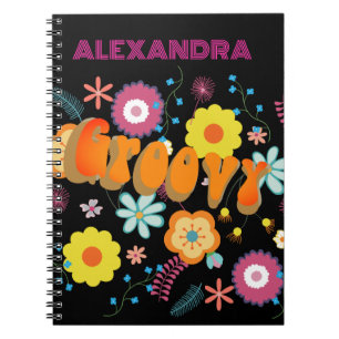Groovy Blume Power farbenfroh rosa Notizblock
