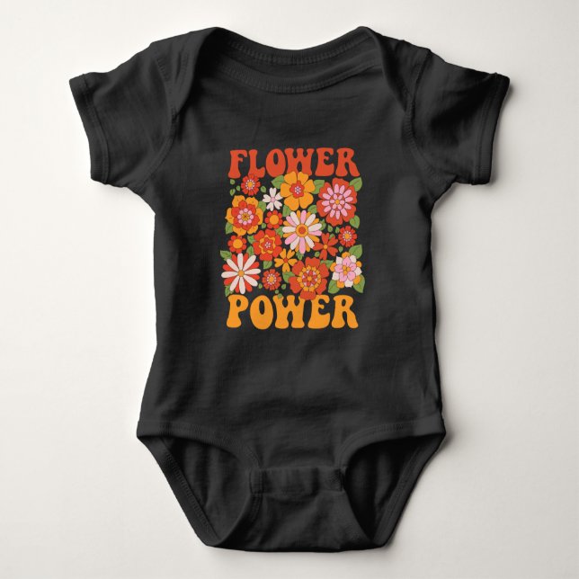 Groovy Blume Power Graphic Baby Strampler (Vorderseite)