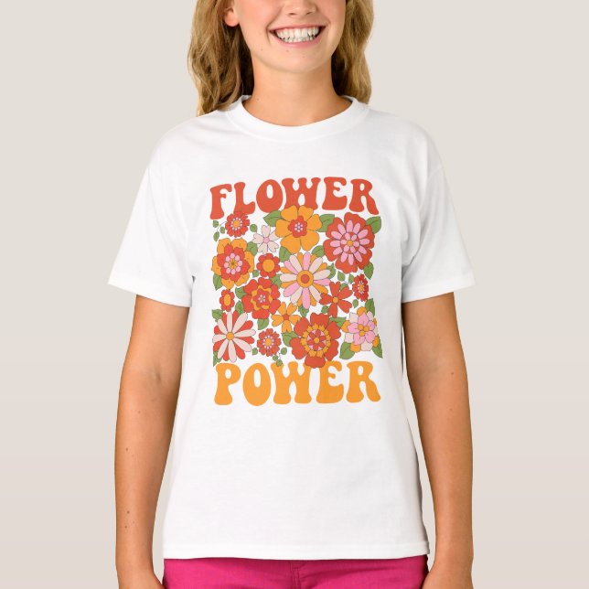 Groovy Blume Power Graphic T-Shirt (Vorderseite)