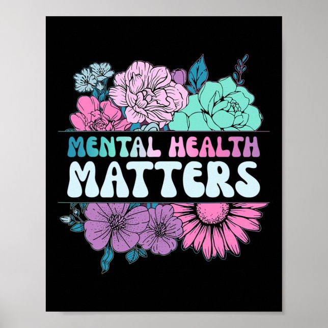 Groovy Blume Retro Mental Health Matches Awarenes Poster (Vorne)
