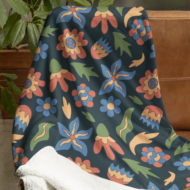 Groovy Blume Retro Muster Sherpadecke (Groovy Flowers Retro Pattern Sherpa Blanket)
