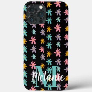 Groovy Blume Schwarzes Muster Name Case-Mate iPhone Hülle