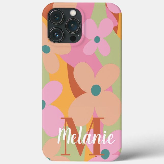 Groovy-Blumen-Farbenfrohes Muster Name  Case-Mate iPhone Hülle (Rückseite)