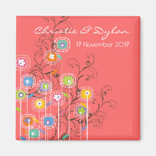 Groovy Blumen-Garten wunderlich Save the Date Magnet