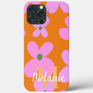 Groovy-Blumen-Helles-Orange-Muster Name Case-Mate iPhone Hülle