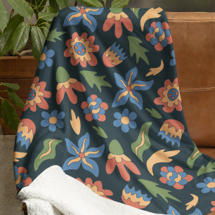 Groovy Blumen Retro-Muster Sherpadecke