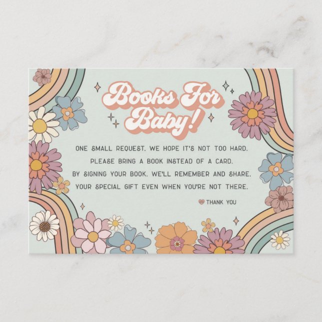 Groovy Blumenbücher für die Baby Einladung 70er (Vorderseite)