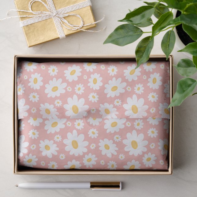 Groovy Blush Boho Daisy Blumen Garten Muster Seidenpapier (Geschenk)