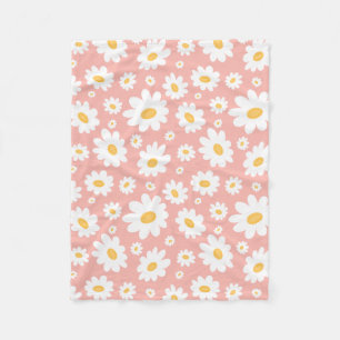 Groovy Blush Boho Daisy Bluorgarten Muster Fleecedecke