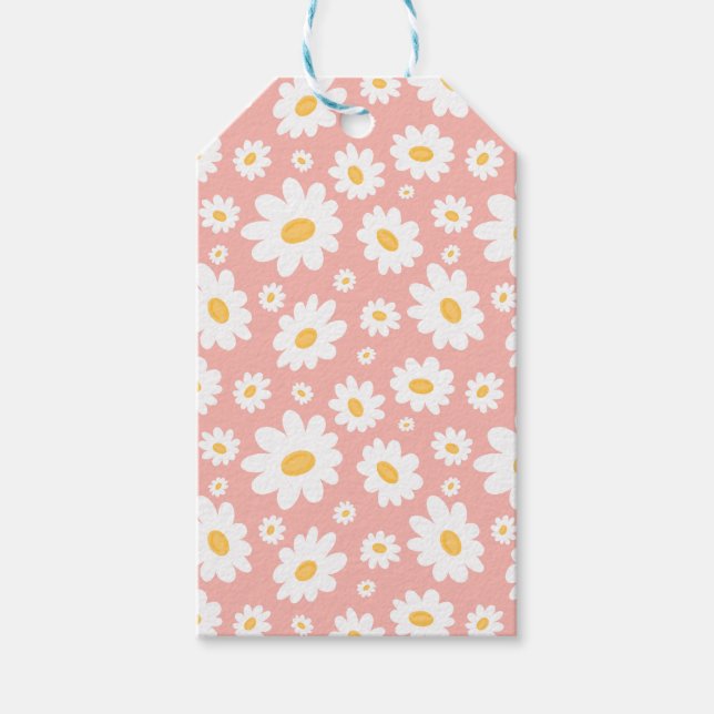 Groovy Blush Boho Daisy Bluorgarten Muster Geschenkanhänger (Vorderseite)