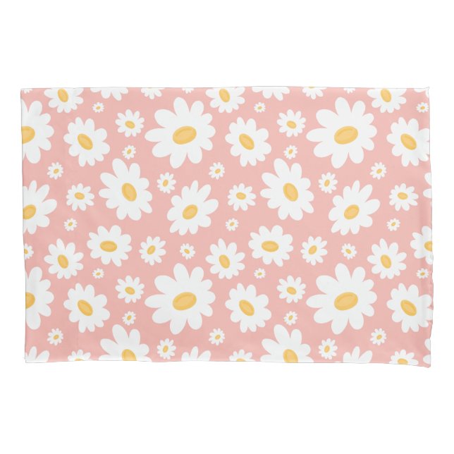 Groovy Blush Boho Daisy Bluorgarten Muster Kissenbezug (Vorderseite)