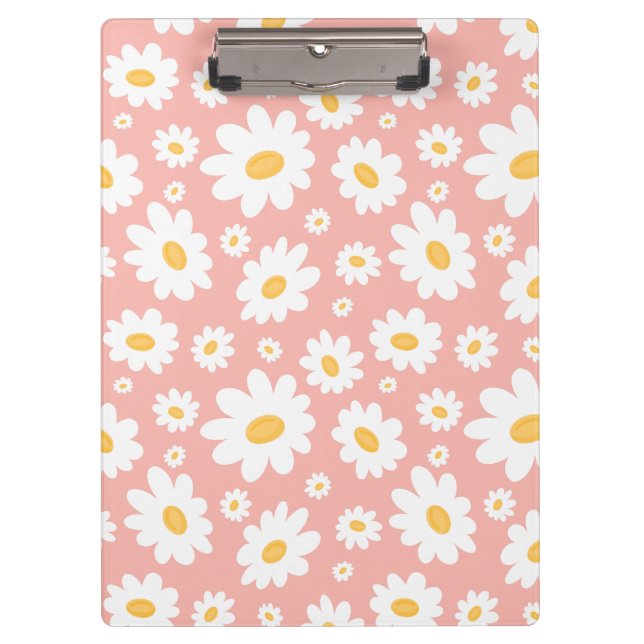 Groovy Blush Boho Daisy Bluorgarten Muster Klemmbrett (Vorderseite)