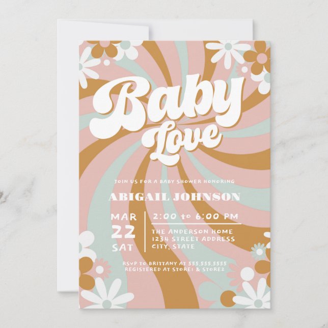 Groovy Boho Baby Shower Einladung (Vorderseite)