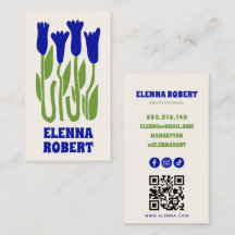 groovy Boho-Blumen Schrift Geschäftskarte