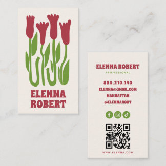 groovy Boho-Blumen Schrift Geschäftskarte Visitenkarte
