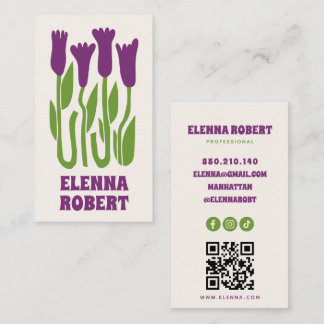 groovy Boho-Blumen Schrift Geschäftskarte Visitenkarte