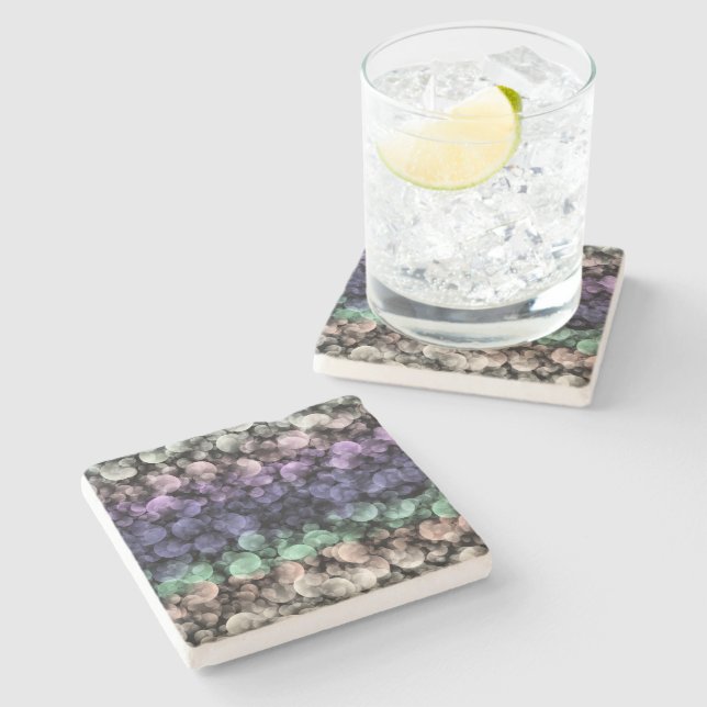Groovy Boho Bubbles Eclectic Uingender Prilag Steinuntersetzer (Seitenansicht)