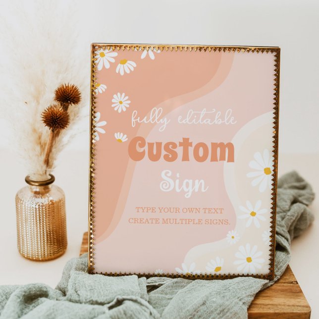 Groovy Boho Daisy Birthday Party Table Sign Poster (Von Creator hochgeladen)