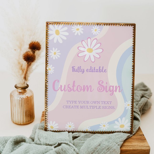 Groovy Boho Daisy Birthday Party Table Sign Poster (Von Creator hochgeladen)