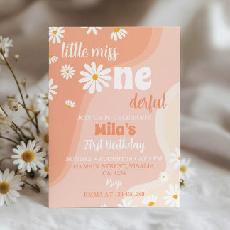 Groovy Boho Daisy Einladung zum 1. Geburtstag